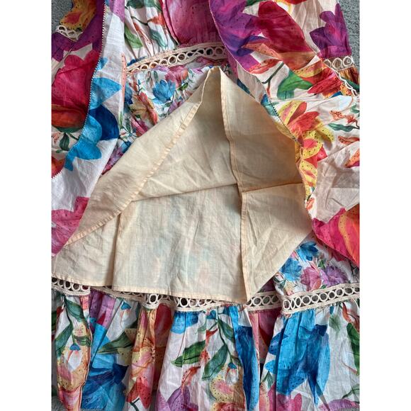 FARM Rio Vibrant Mary’s Garden Frilled Top Midi Dress Size Small - Picture 14 of 14